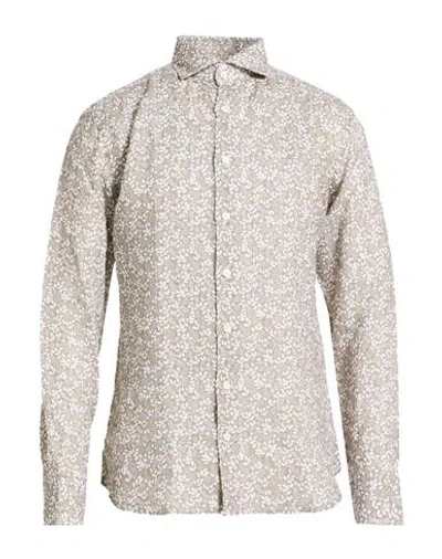 Bastoncino Man Shirt Khaki Size 16 ½ Linen In Neutral