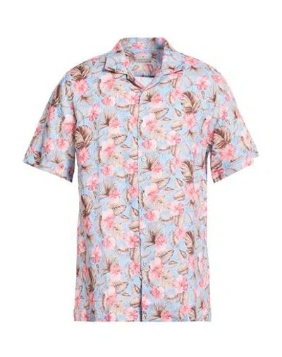 Bastoncino Man Shirt Light Blue Size 16 ½ Linen In Multi