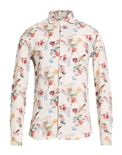 Bastoncino Man Shirt Light Brown Size 15 Linen In Multi