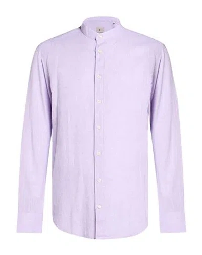Bastoncino Man Shirt Lilac Size 15 ¾ Linen, Cotton In Purple