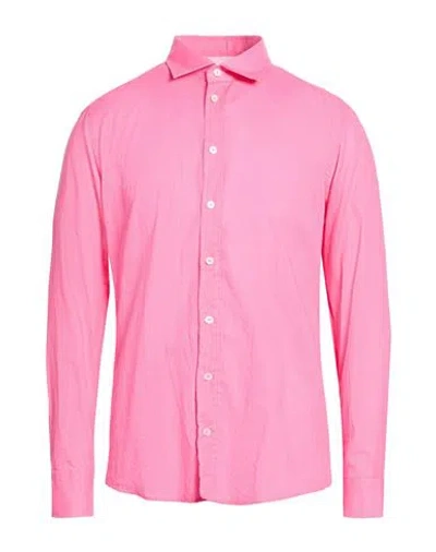 Bastoncino Man Shirt Magenta Size 16 ½ Linen In Pink