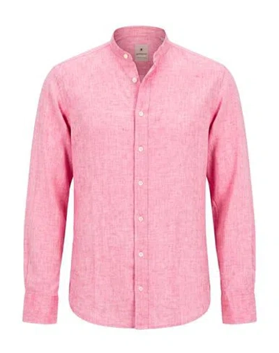 Bastoncino Man Shirt Magenta Size 17 ½ Linen, Cotton In Pink