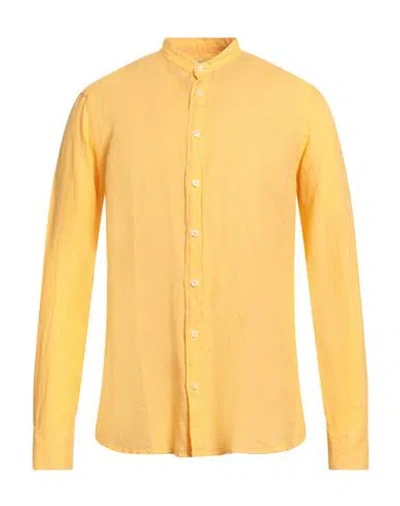 Bastoncino Man Shirt Mandarin Size 17 ½ Linen In Yellow