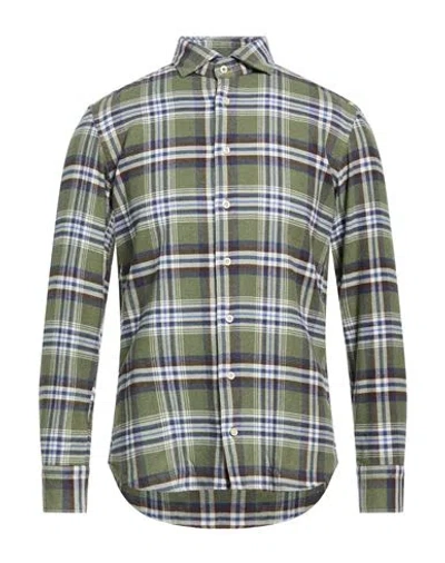 Bastoncino Man Shirt Military Green Size 15 Cotton In Brown