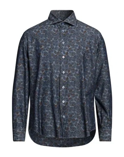 Bastoncino Man Shirt Navy Blue Size 16 ½ Cotton