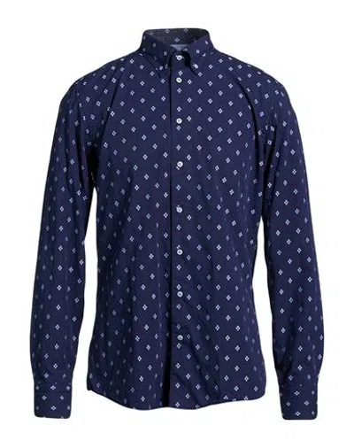 Bastoncino Man Shirt Navy Size 16 Cotton In Multi