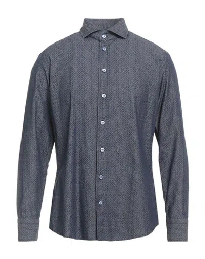 Bastoncino Man Shirt Blue Size 17 Cotton