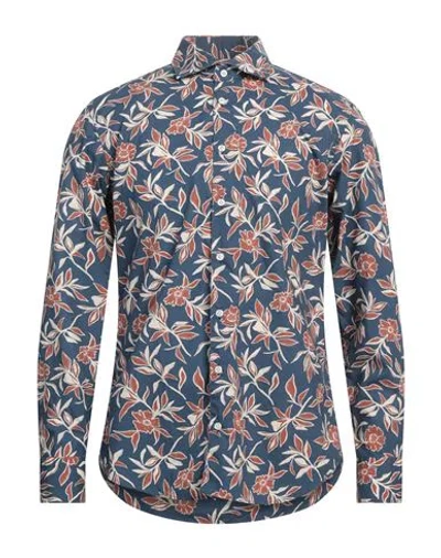 Bastoncino Man Shirt Navy Size 17 Cotton In Blue