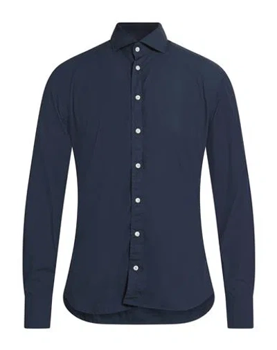 Bastoncino Man Shirt Navy Size 17 Cotton In Blue