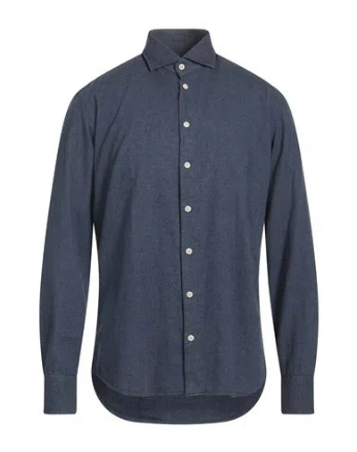 Bastoncino Man Shirt Navy Size 17 ½ Cotton In Gray