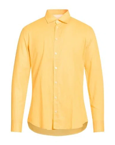 Bastoncino Man Shirt Orange Size 16 ½ Linen In Yellow