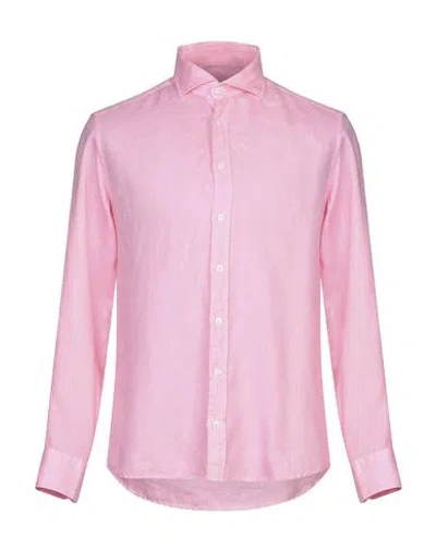 Bastoncino Man Shirt Pink Size 16 Linen
