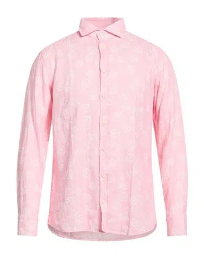 Bastoncino Man Shirt Pink Size 17 ½ Linen