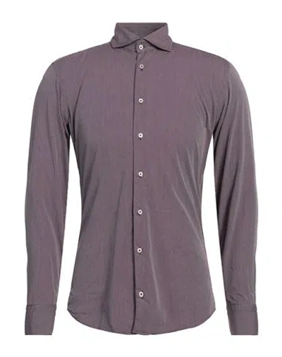 Bastoncino Man Shirt Plum Size 15 Cotton In Purple
