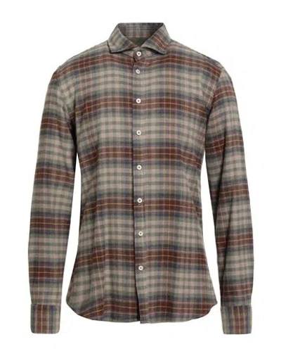 Bastoncino Man Shirt Sage Green Size 16 ½ Cotton In Brown