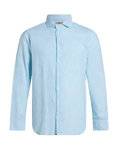 Bastoncino Man Shirt Sky Blue Size 17 Linen, Cotton