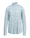 Bastoncino Man Shirt Sky Blue Size 16 ½ Viscose, Linen In Blue