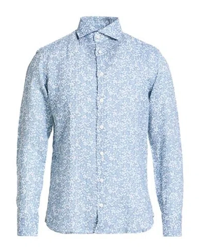 Bastoncino Man Shirt Slate Blue Size 15 ¾ Linen