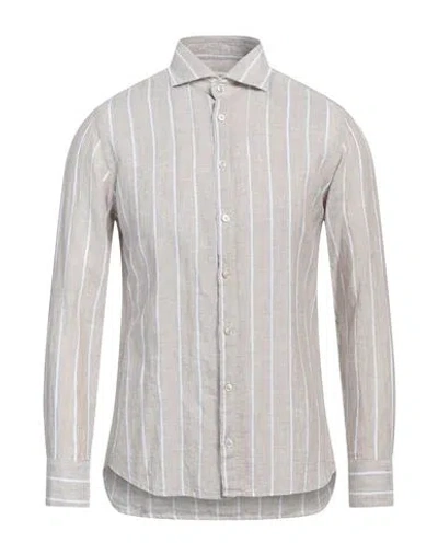 Bastoncino Man Shirt Taupe Size 15 ½ Linen In Grey