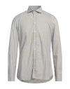 Bastoncino Man Shirt Taupe Size 16 Cotton In Grey