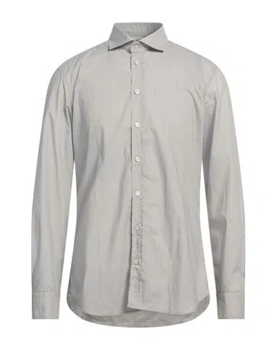 Bastoncino Man Shirt Taupe Size 16 Cotton In Grey