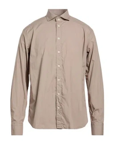 Bastoncino Man Shirt Taupe Size 17 ½ Cotton In Brown