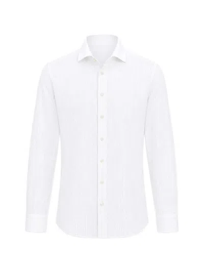Bastoncino Seersucker-texture Long-sleeve Shirt In White