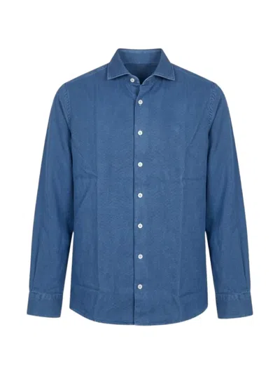 Bastoncino Spread-collar Denim Shirt In Blue
