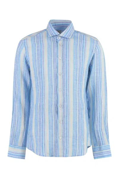 Bastoncino Striped Linen Shirt In Blue