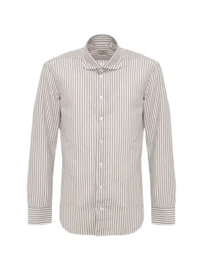 Bastoncino Striped Long-sleeve Shirt In Brown
