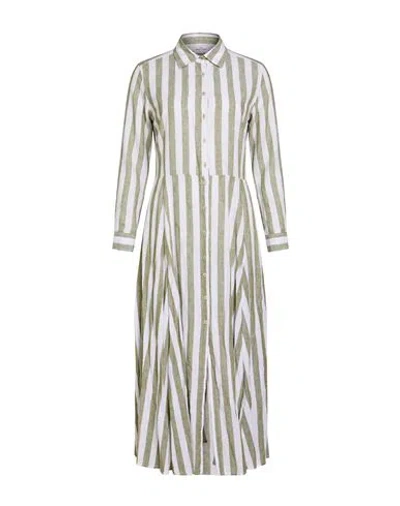 Bastoncino Woman Maxi Dress Military Green Size L Linen, Cotton