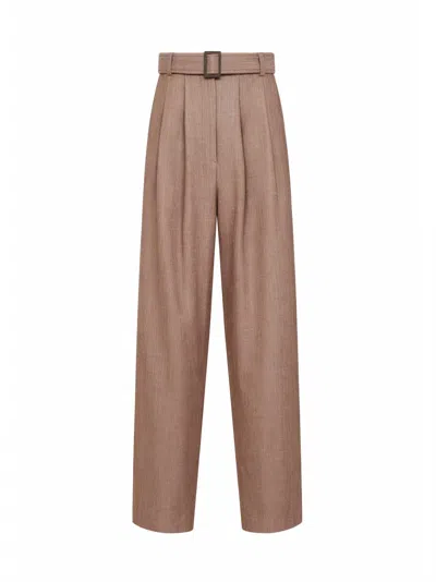 Batakovic Beige Chevron Wool Blend Portofino Belted Trousers