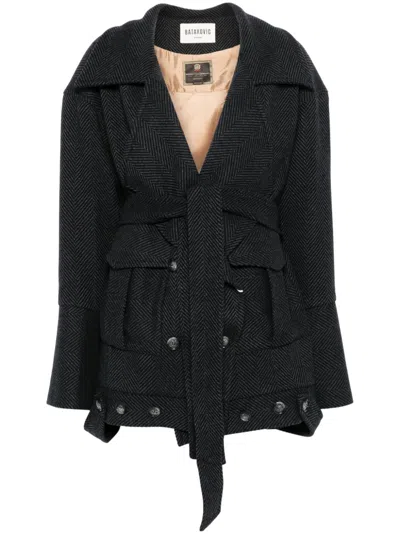 Batakovic Belgrade Herringbone-patterned Coat In Black