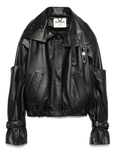 Batakovic Belgrade Leather Bomber Jacket In Black