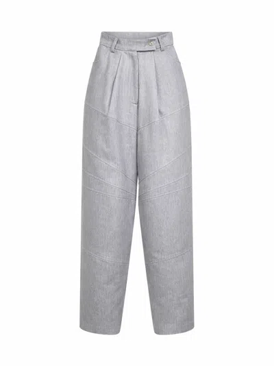 Batakovic Belgrade Linen-blend With Asymmetric Seams Trousers In Gray