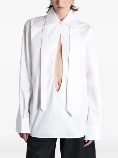 Batakovic Belgrade Long-sleeved Cut-out Cotton Shirt In White