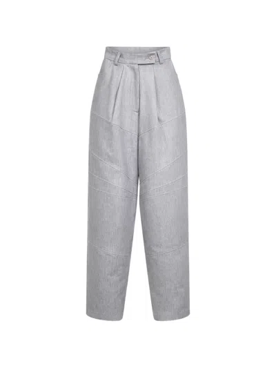 Batakovic Belgrade Loro Piana Asymmetric-seam Wide-leg Trousers In Gray