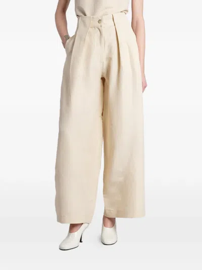 Batakovic Belgrade Pleated Wide-leg Palazzo Pants In Neutral