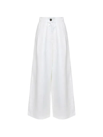 Batakovic Belgrade Pleated Wide-leg Trousers In White