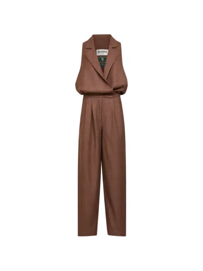 Batakovic Belgrade Rasty Wrap-front Sleeveless Jumpsuit In Brown