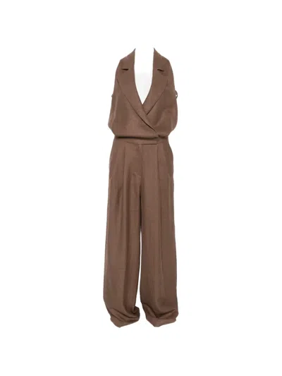 Batakovic Belgrade Shawl-collar Sleeveless Jumpsuit In Brown