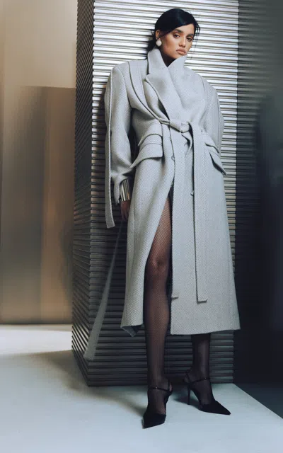 Batakovic Jade Double-breasted Wool-cashmere Full-length Coat In Gray