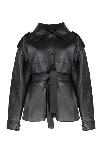 Batakovic Leather Jacket With Belt In Black