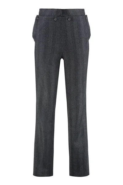 Batakovic Women's Pinstripe Straight-cut High-waist Trousers In Grey