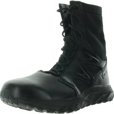 Bates Ruch Tall Zip Mens Mixed Media Leather Combat & Lace-up Boots In Black