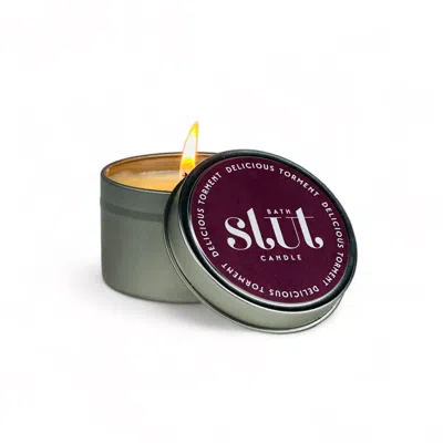Bath Slut Pink / Purple Delicious Torment Soy Wax Candle - Nectarine In Pink/purple