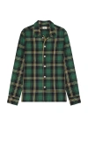 Bather Algae Plaid Flannel Overshirt In Algae Plaid