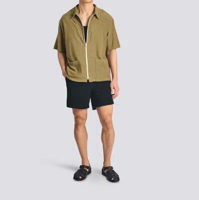 Bather Army Terry Tour Shirt In Olive In Green