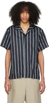 Bather Black Striped Shirt In Black