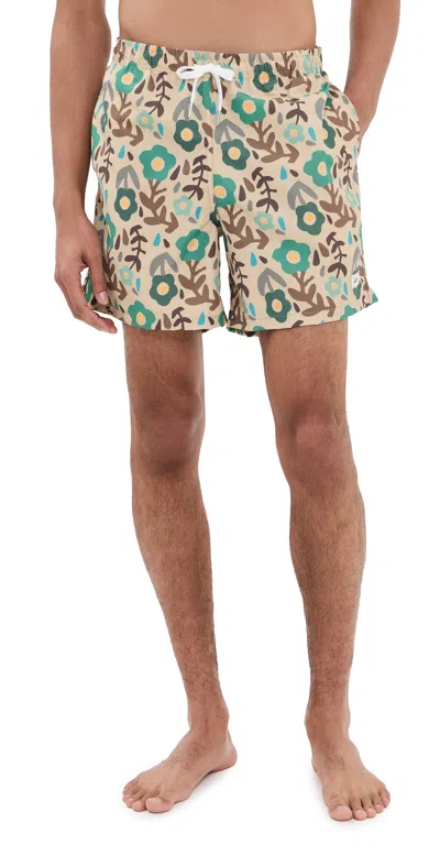 Bather Desert Meadow Swim Trunks 5 Brown